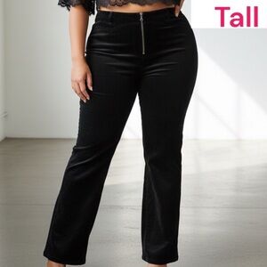 22 TALL LONG Venezia Solid Black Velvet Straight Leg Plus Size Pants Vintage Y2K